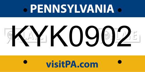 KYK0902 Pennsylvania License Plate