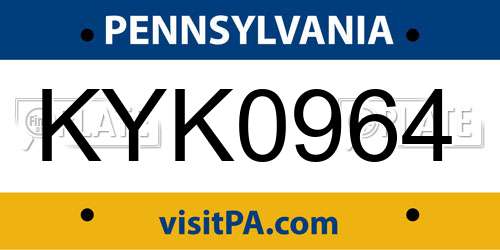 KYK0964 Pennsylvania License Plate