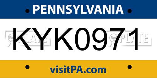 KYK0971 Pennsylvania License Plate