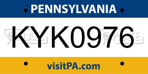 KYK0976 Pennsylvania License Plate