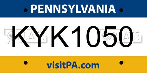 KYK1050 Pennsylvania License Plate