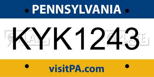 KYK1243 Pennsylvania License Plate