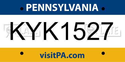 KYK1527 Pennsylvania License Plate