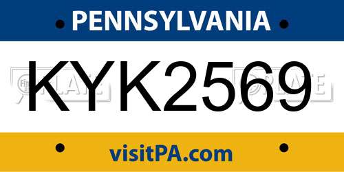 KYK2569 Pennsylvania License Plate