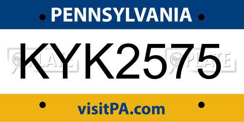 KYK2575 Pennsylvania License Plate