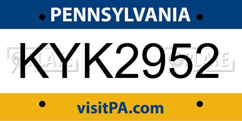KYK2952 Pennsylvania License Plate