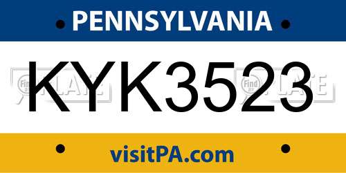 KYK3523 Pennsylvania License Plate
