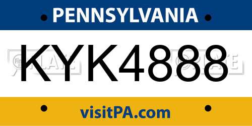 KYK4888 Pennsylvania License Plate