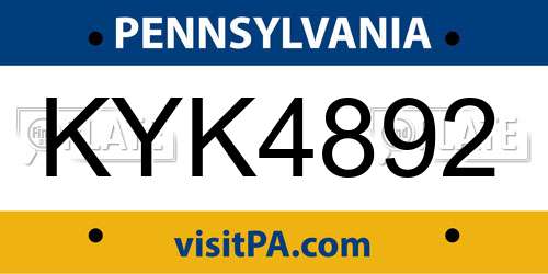 KYK4892 Pennsylvania License Plate