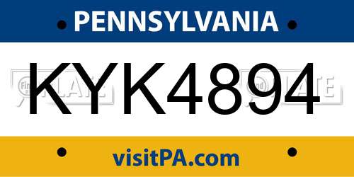 KYK4894 Pennsylvania License Plate