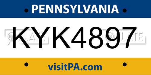 KYK4897 Pennsylvania License Plate