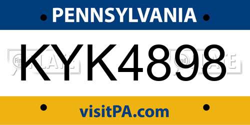 KYK4898 Pennsylvania License Plate