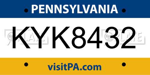 KYK8432 Pennsylvania License Plate