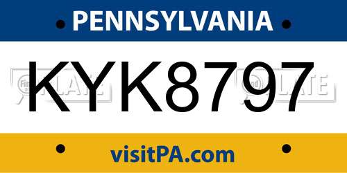 KYK8797 Pennsylvania License Plate