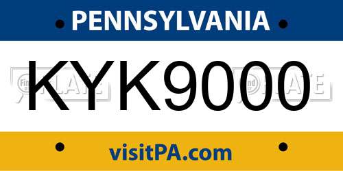 KYK9000 Pennsylvania License Plate