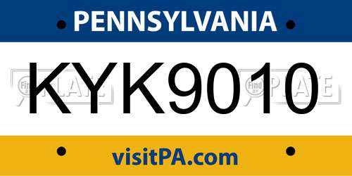 KYK9010 Pennsylvania License Plate