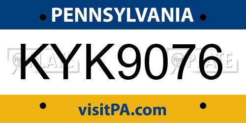 KYK9076 Pennsylvania License Plate