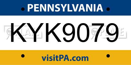 KYK9079 Pennsylvania License Plate