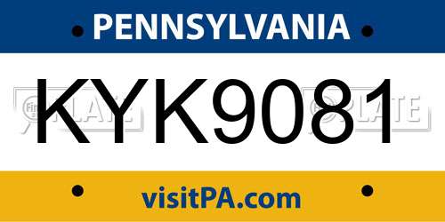 KYK9081 Pennsylvania License Plate