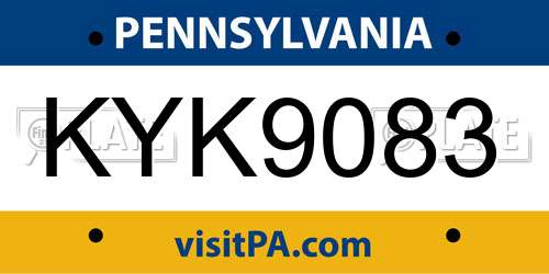 KYK9083 Pennsylvania License Plate