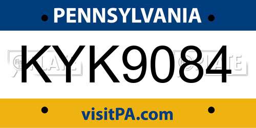 KYK9084 Pennsylvania License Plate