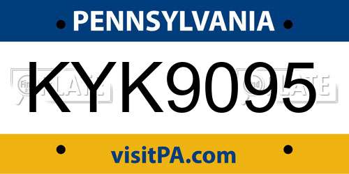 KYK9095 Pennsylvania License Plate