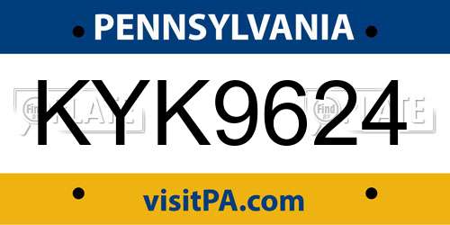 KYK9624 Pennsylvania License Plate