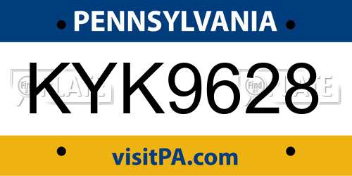 KYK9628 Pennsylvania License Plate