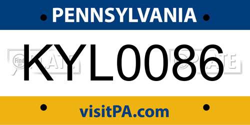 KYL0086 Pennsylvania License Plate