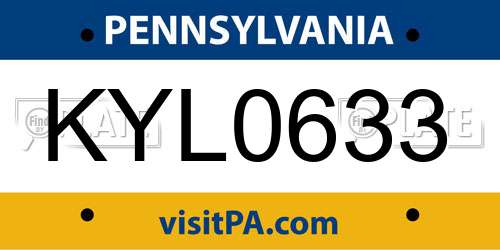 KYL0633 Pennsylvania License Plate
