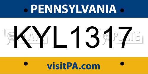 KYL1317 Pennsylvania License Plate