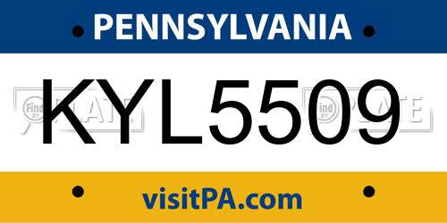KYL5509 Pennsylvania License Plate