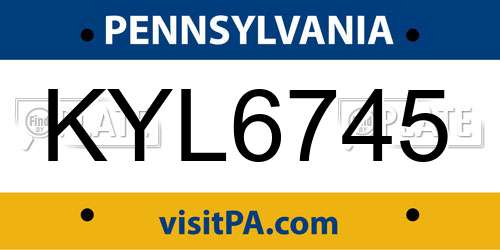 KYL6745 Pennsylvania License Plate
