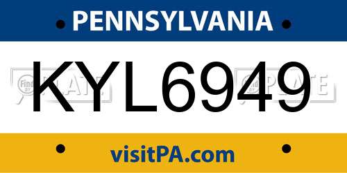 KYL6949 Pennsylvania License Plate