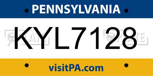 KYL7128 Pennsylvania License Plate