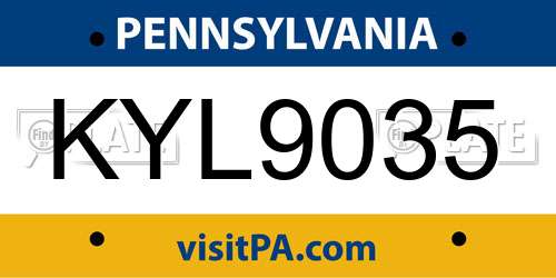 KYL9035 Pennsylvania License Plate