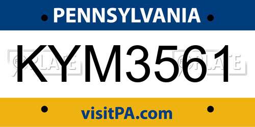 KYM3561 Pennsylvania License Plate