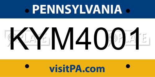 KYM4001 Pennsylvania License Plate