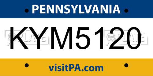 KYM5120 Pennsylvania License Plate