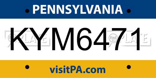 KYM6471 Pennsylvania License Plate