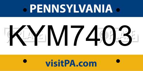 KYM7403 Pennsylvania License Plate