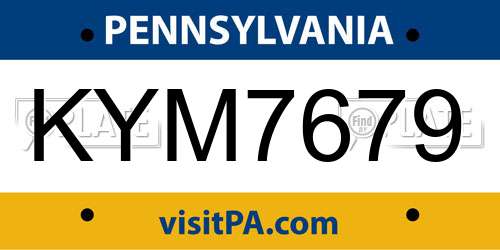 KYM7679 Pennsylvania License Plate