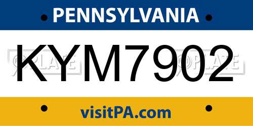 KYM7902 Pennsylvania License Plate