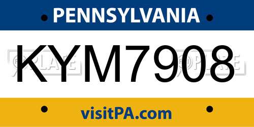 KYM7908 Pennsylvania License Plate