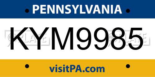 KYM9985 Pennsylvania License Plate