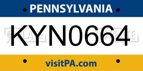 KYN0664 Pennsylvania License Plate