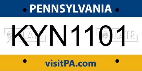 KYN1101 Pennsylvania License Plate