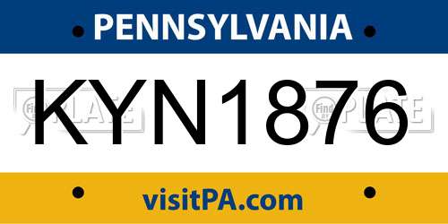 KYN1876 Pennsylvania License Plate