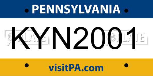 KYN2001 Pennsylvania License Plate