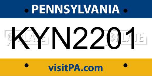 KYN2201 Pennsylvania License Plate